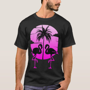 Camiseta Flamingos Pássaro Silhueta Rosa