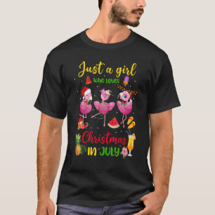 Camiseta Flamingos Rosa Apenas Uma Menina Que Ama O Natal