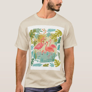 CAMISETA FLAMINGOS ROSA FICAM JUNTOS