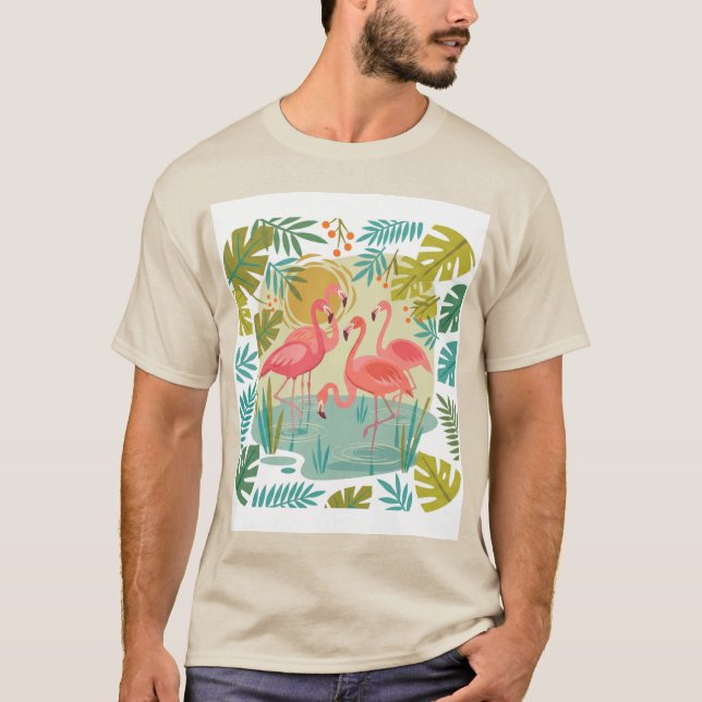 CAMISETA FLAMINGOS ROSA FICAM JUNTOS (Frente)