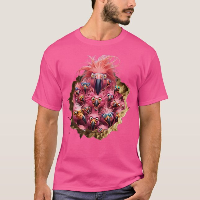 Camiseta Flamingos Rosa Louco e Engraçado! (Frente)