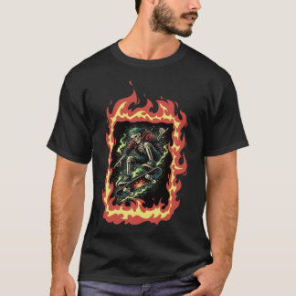 Camiseta Flammen Skelett Skateboard