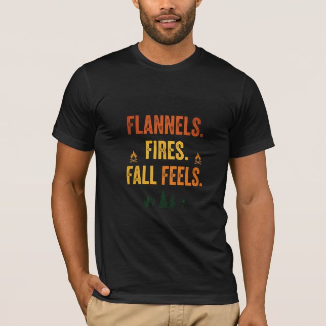 Camiseta Flanelas Fogos Sentimentos de Outono Design (Frente)