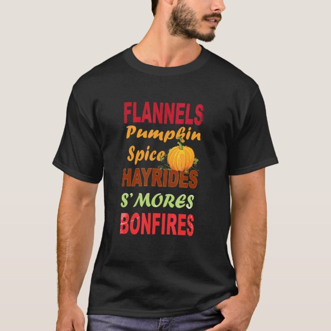 Camiseta Flannel Pumpkin Spice Hayrides Bonfire Fall Autum (Frente)