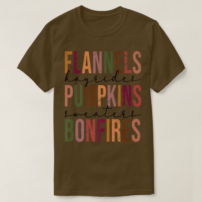Camiseta Flannels de outono bonitos Pumpkins Hayrides Sweat (Frente do Design)