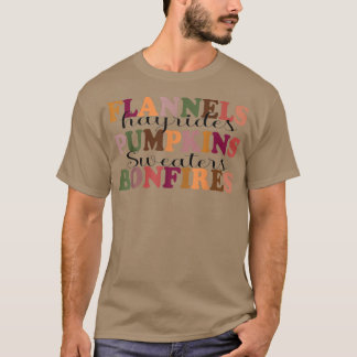 Camiseta Flannels Hayrides Pumpkins Fall Vibes Autumn Obrig
