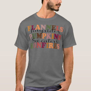 Camiseta Flannels Hayrides Pumpkins Fall Vibes Autumn Obrig