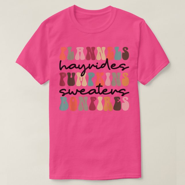 Camiseta Flannels Hayrides Pumpkins Sweater Bonfire (Frente do Design)