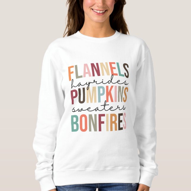 Camiseta Flannels Hayrides Pumpkins Sweater Bonfire (Frente)