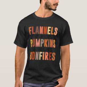 Camiseta Flannels Hayrides Pumpkins Sweater Bonfire Fall