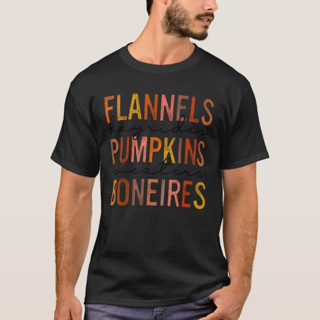 Camiseta Flannels Hayrides Pumpkins Sweater Bonfire Retro (Frente)