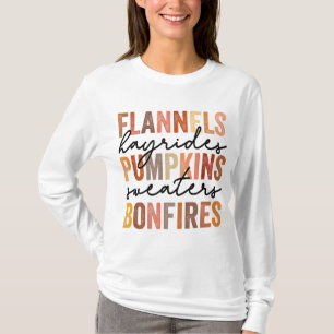 Camiseta Flannels Hayrides Pumpkins Vintage Sweater Bonfir