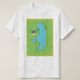 Camiseta Flathead Lake Montana USA mapeia poster de viagens