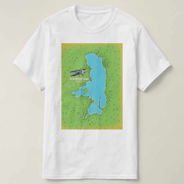 Camiseta Flathead Lake Montana USA mapeia poster de viagens (Frente do Design)