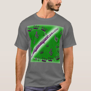 Camiseta Flauta Roxa Profunda contra Fundo Verde Escuro