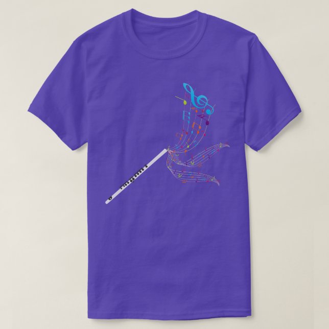 Camiseta Flautista de Fluto Colorido (Frente do Design)
