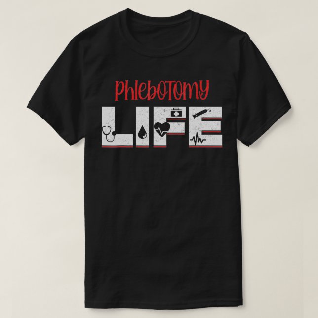 Camiseta Flebotomia Injeção Flebotomista Vida Doador de San (Frente do Design)