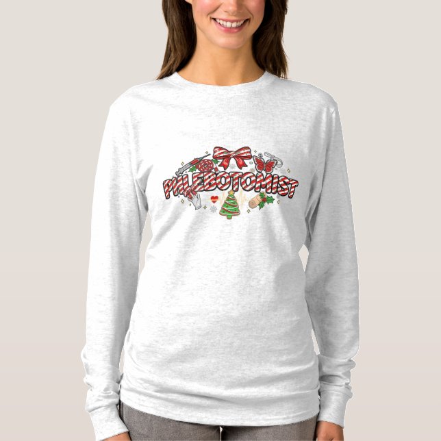 Camiseta Flebotomista Manga Longa de Natal (Frente)