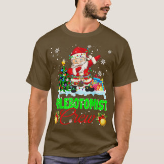 Camiseta Flebotomista Tripulação Xmas Luzes Dabitando Papai