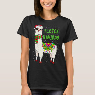 Camiseta Fleece Navidad Christmas Llama Xmas Para Mulheres