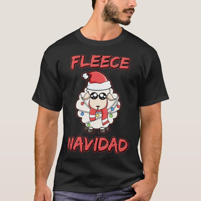Camiseta Fleece Navidad Feliz Navidad Sheep Wool Christmas (Frente)