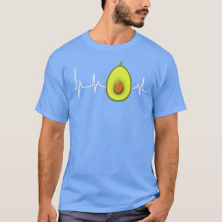 Camiseta Fleitarian Avocado Heartbeat ECG Frequência Cardía