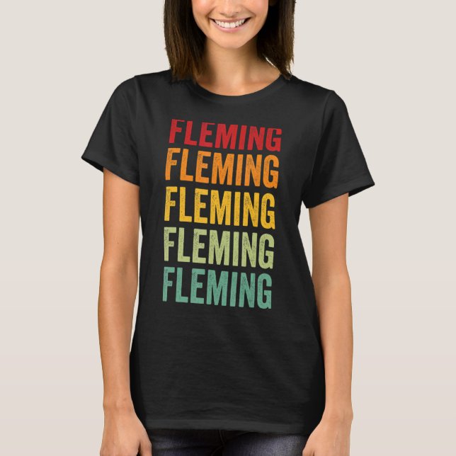 Camiseta Fleming County Design de texto Rainbow (Frente)