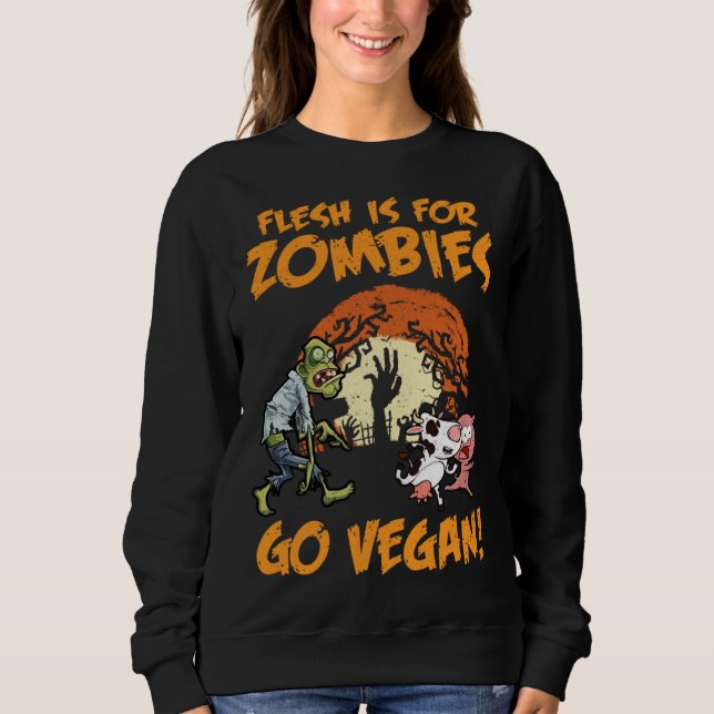 Camiseta Flesh Is For Zombies Go Vegan Funny Halloween Cost (Frente)