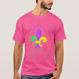 Camiseta Fleur de lis em cores de mardi gras para Nova Orle