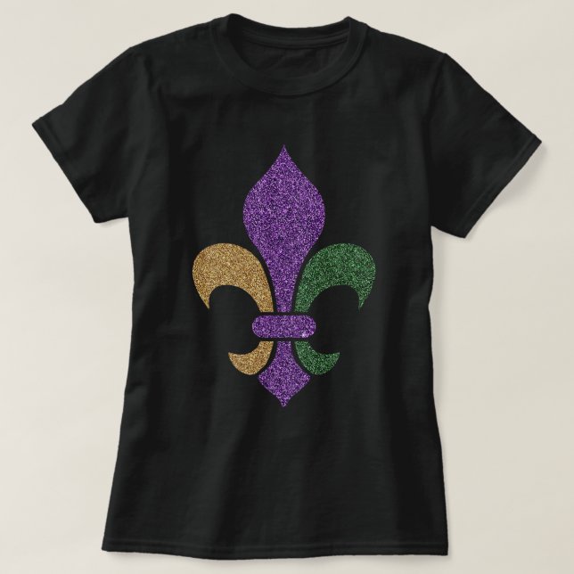 Camiseta Fleur De Lis Glitter Efeito Mardi Gras 2018 (Frente do Design)