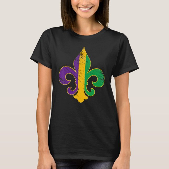 Camiseta Fleur De Lis Glitter Efeito Mardi Gras 4 (Frente)