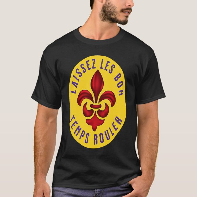 Camiseta Fleur de Lis Laissez Les Bon Temps Rouler Mardi Gr (Frente)