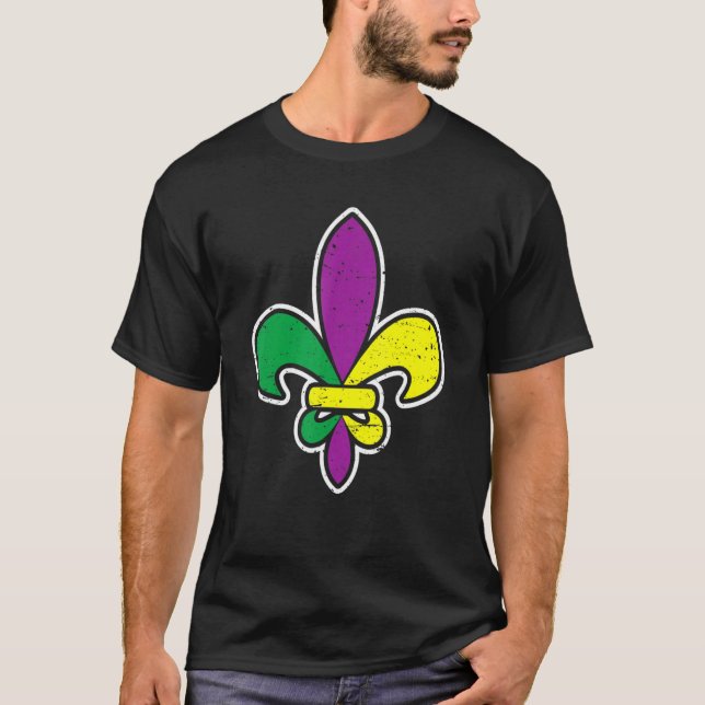 Camiseta Fleur De Lis Mardi Gras Carnival  New Orleans (Frente)
