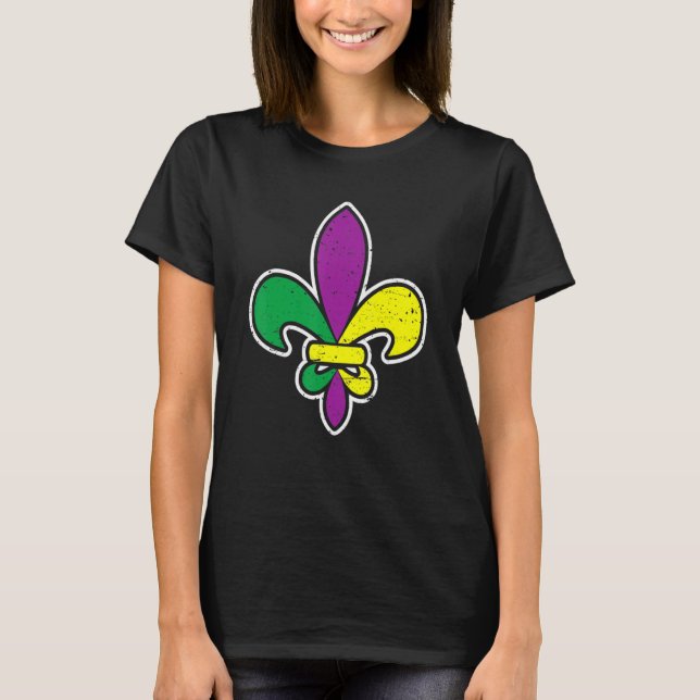 Camiseta Fleur De Lis Mardi Gras Carnival  New Orleans (Frente)