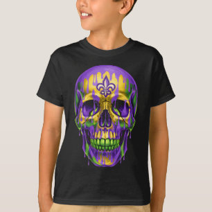 Camiseta Fleur De Lis Mardi Gras Skulls Men Women Girls Boy