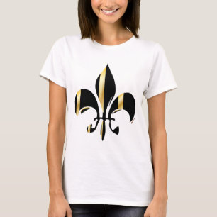 Camiseta Fleur de Lis, preto e Dourado
