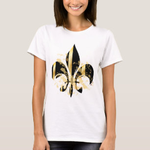 Camiseta Fleur de Lis, preto e Dourado
