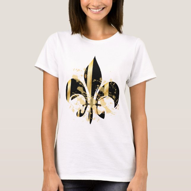 Camiseta Fleur de Lis, preto e Dourado (Frente)