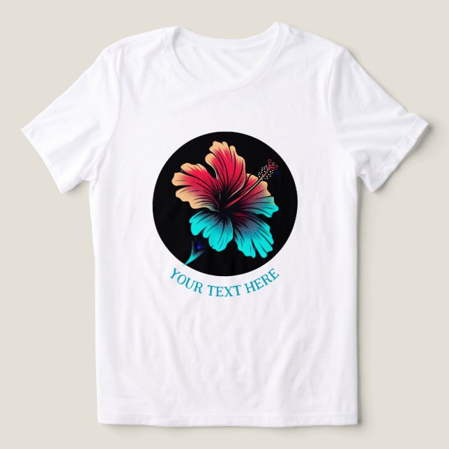 Camiseta Fleur d'Hibiscus TEXTE PERSONNALISABLE (Design frontal)