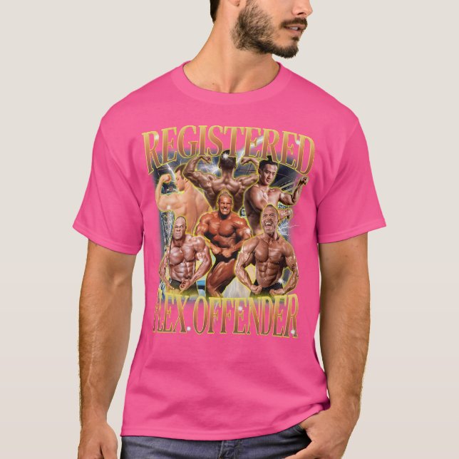 Camiseta Flex Offender Funny Workout Registrado Gym Meme Bo (Frente)
