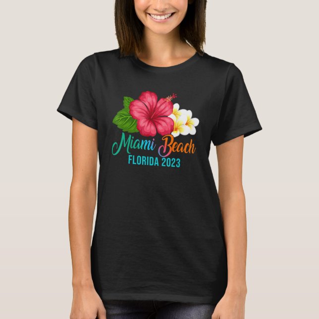 Camiseta Flo Tropical de Hibiscus Flórida de Miami (Frente)
