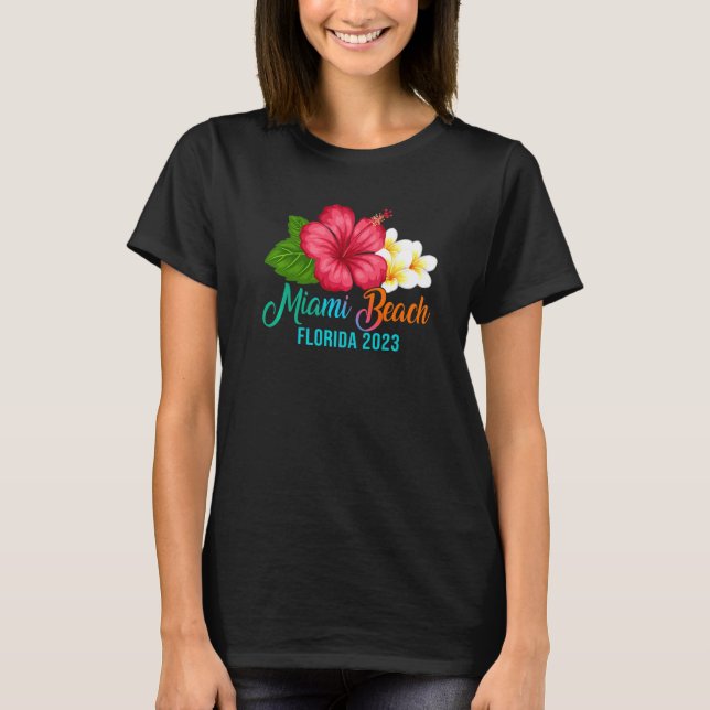 Camiseta Flo Tropical de Hibiscus Flórida de Miami (Frente)