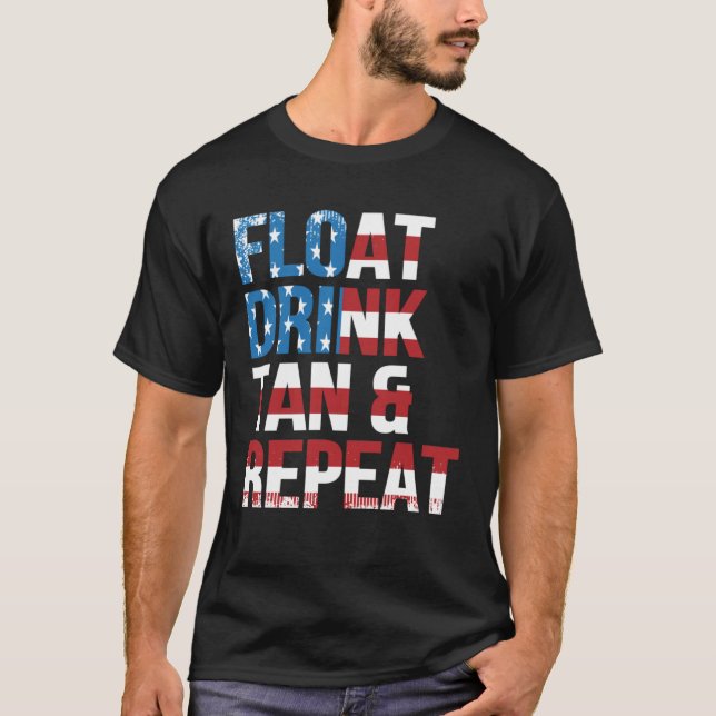Camiseta Float Drink Tan Repeat Summer Beach Vacation Vinta (Frente)