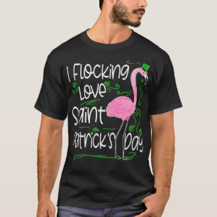Camiseta Flocando o Dia de São Patrício Flamingo Funny Sant