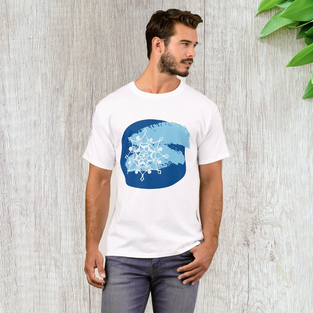 Camiseta Floco de Neve Azul Gelado Círculo Abstrato de Inve (Criador carregado)