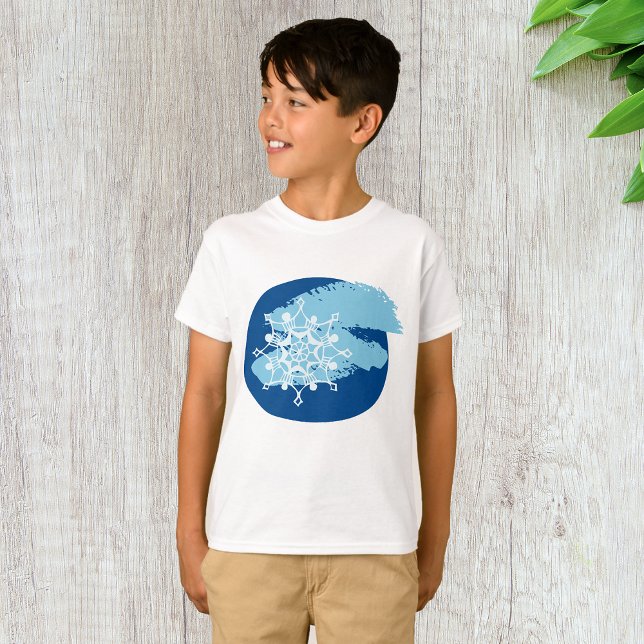 Camiseta Floco de Neve Azul Gelado Círculo Abstrato de Inve (Criador carregado)