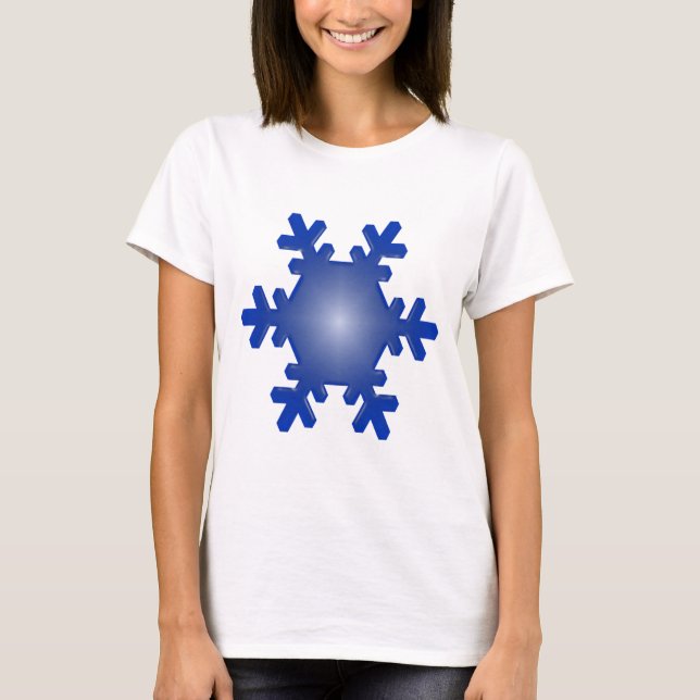 Camiseta Floco de Neve Azul Starburst em Branco (Frente)