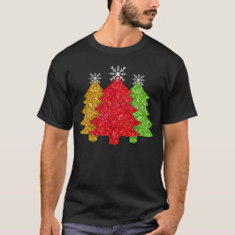 Camiseta Floco de neve de árvore de Natal, verde-de-ouro es