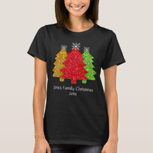 Camiseta Floco de neve de árvore de Natal, verde-de-ouro es