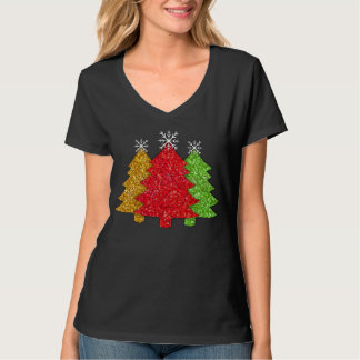 Camiseta Floco de neve de árvore de Natal, verde-de-ouro es